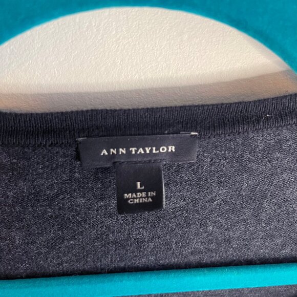 Women’s Ann Taylor Loft Gray Open Cotton Cardigan Sweater 3/4 Sleeve Size Large - Picture 2 of 5